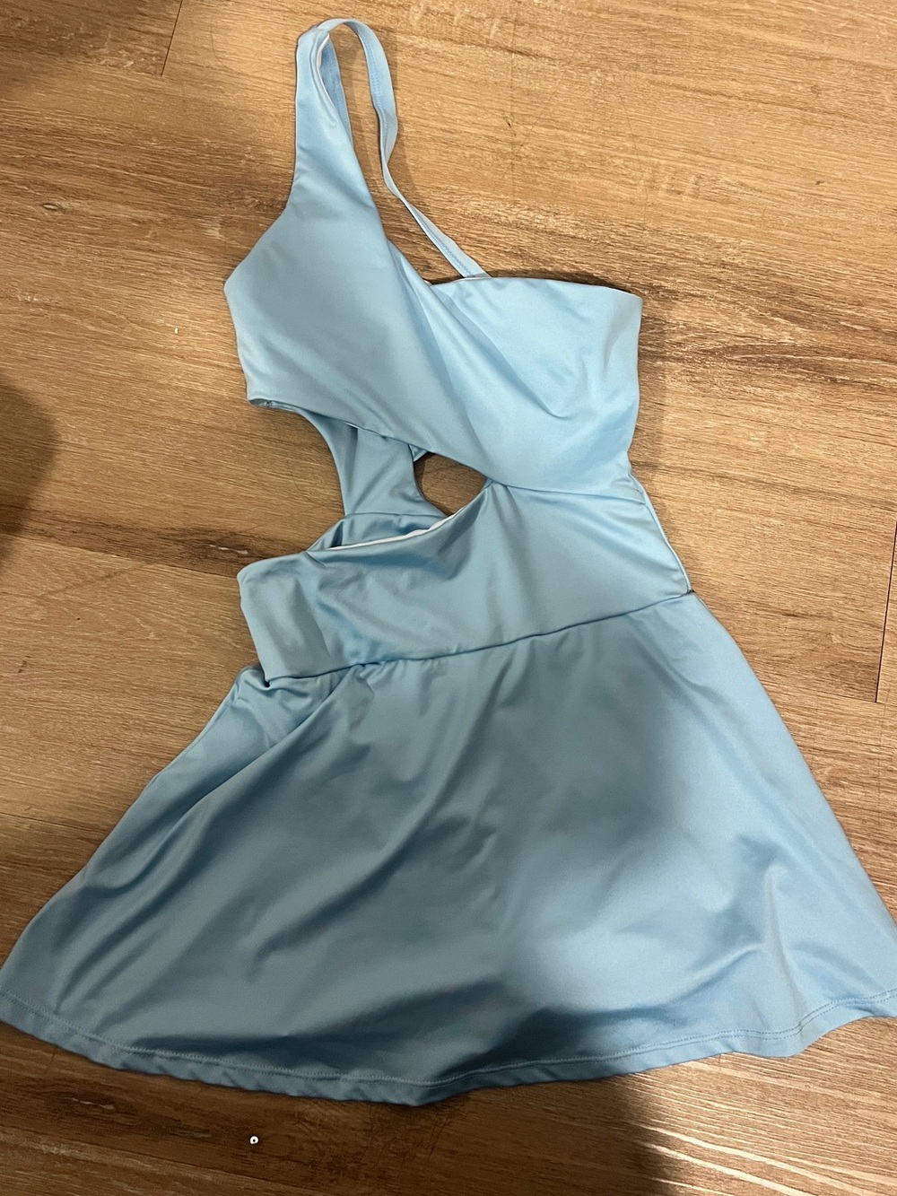 SHEIN Light Blue One-Shoulder Cutout Athletic Dress
